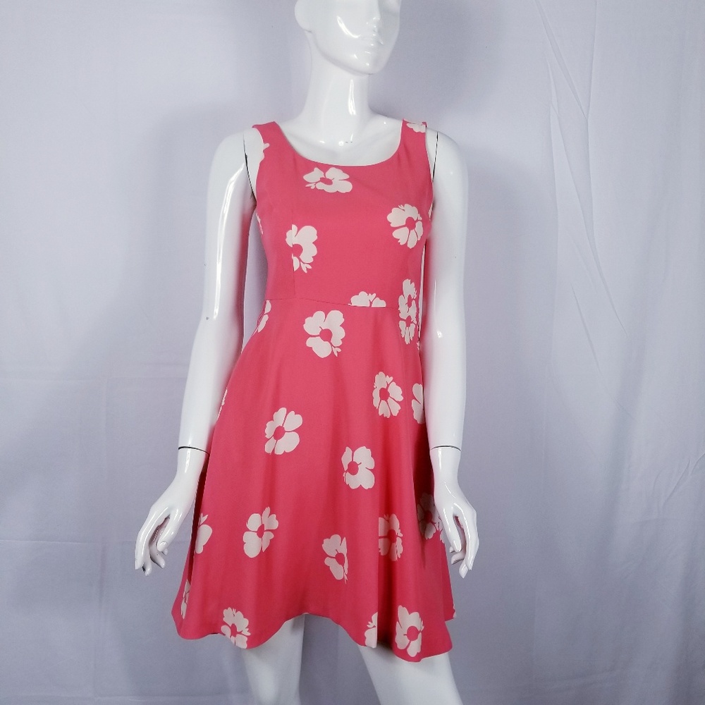 LC Lauren Conrad Fit and Flare Floral Dress Pink 6